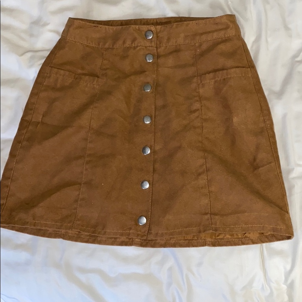 Khaki Suede Mini Skirt